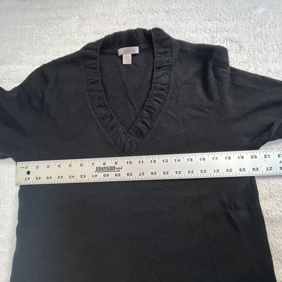 Women's Black 2-Ply Cashmere Sweater XL V-Neck Long Sleeve Pullover Soft Warm - Picture 5 of 6